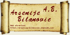 Arsenije Bilanović vizit kartica